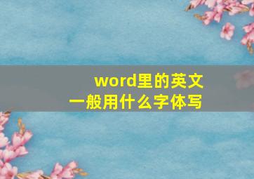 word里的英文一般用什么字体写