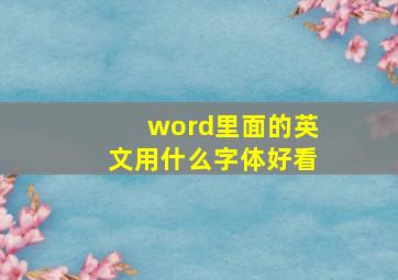 word里面的英文用什么字体好看