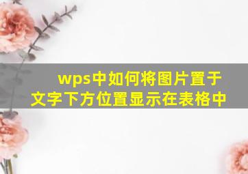 wps中如何将图片置于文字下方位置显示在表格中