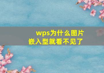 wps为什么图片嵌入型就看不见了