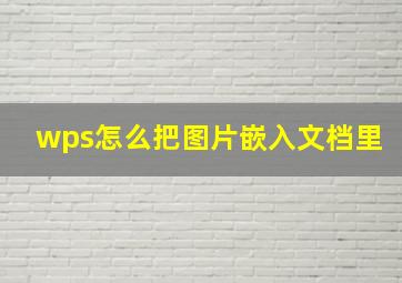 wps怎么把图片嵌入文档里