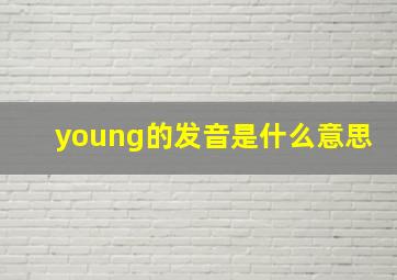 young的发音是什么意思