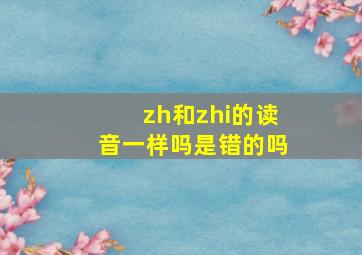 zh和zhi的读音一样吗是错的吗