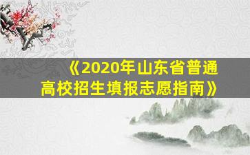 《2020年山东省普通高校招生填报志愿指南》