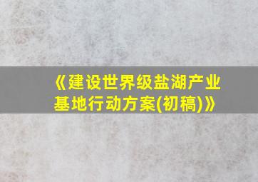 《建设世界级盐湖产业基地行动方案(初稿)》