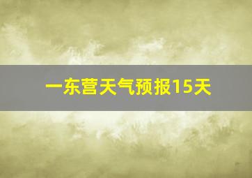 一东营天气预报15天