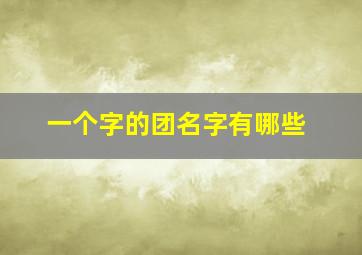 一个字的团名字有哪些