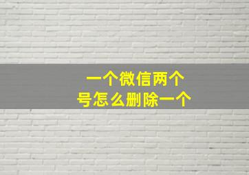 一个微信两个号怎么删除一个