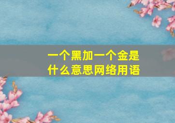 一个黑加一个金是什么意思网络用语