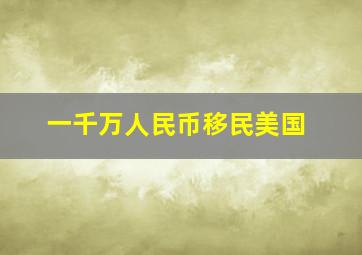 一千万人民币移民美国