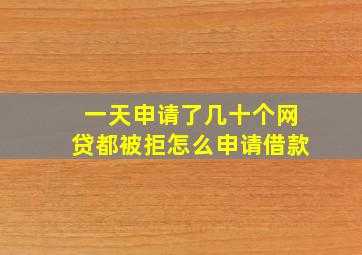 一天申请了几十个网贷都被拒怎么申请借款