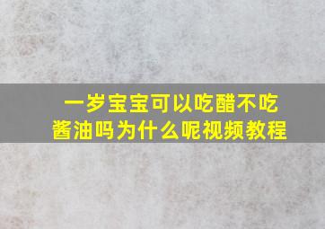 一岁宝宝可以吃醋不吃酱油吗为什么呢视频教程