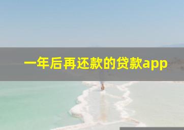 一年后再还款的贷款app