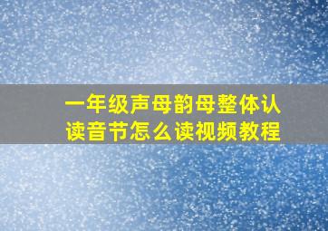 一年级声母韵母整体认读音节怎么读视频教程