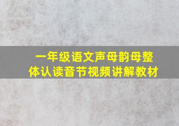 一年级语文声母韵母整体认读音节视频讲解教材