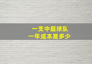 一支中超球队一年成本是多少