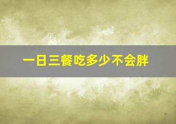 一日三餐吃多少不会胖