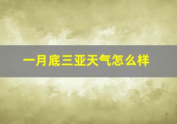 一月底三亚天气怎么样