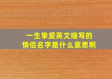 一生挚爱英文缩写的情侣名字是什么意思啊