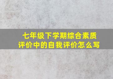 七年级下学期综合素质评价中的自我评价怎么写