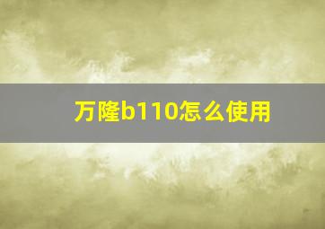 万隆b110怎么使用