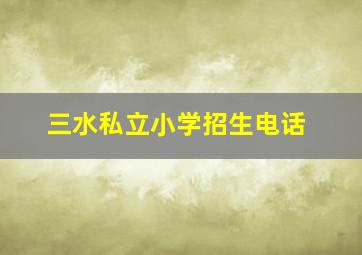 三水私立小学招生电话