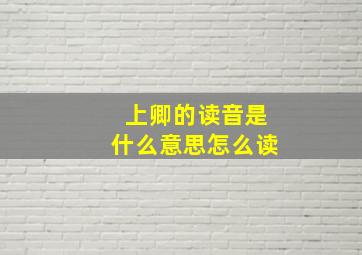 上卿的读音是什么意思怎么读