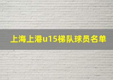 上海上港u15梯队球员名单