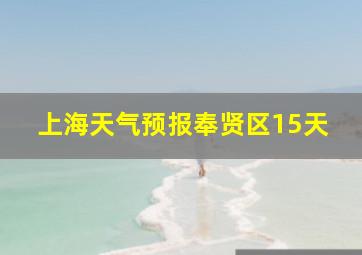 上海天气预报奉贤区15天