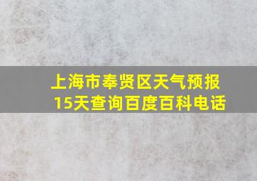 上海市奉贤区天气预报15天查询百度百科电话