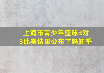 上海市青少年篮球3对3比赛结果公布了吗知乎