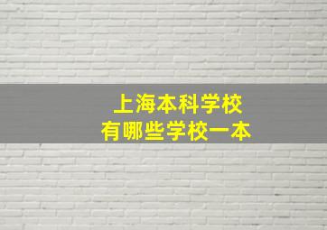 上海本科学校有哪些学校一本