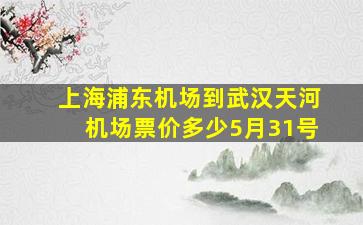 上海浦东机场到武汉天河机场票价多少5月31号