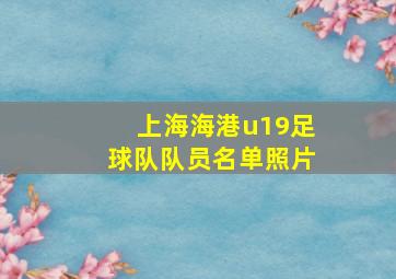 上海海港u19足球队队员名单照片