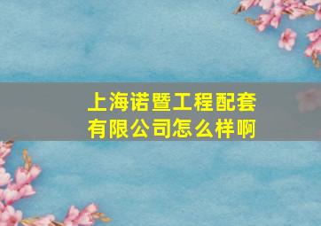 上海诺暨工程配套有限公司怎么样啊