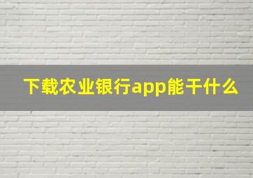 下载农业银行app能干什么