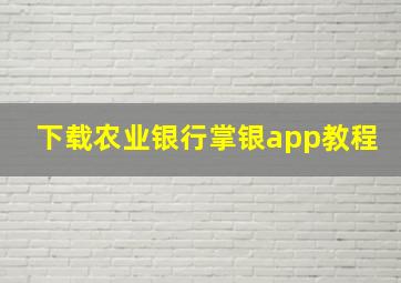 下载农业银行掌银app教程