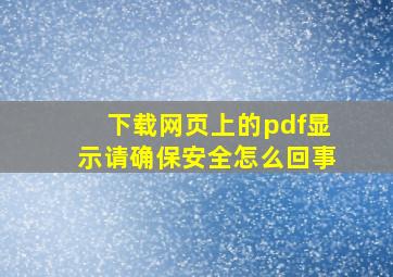 下载网页上的pdf显示请确保安全怎么回事