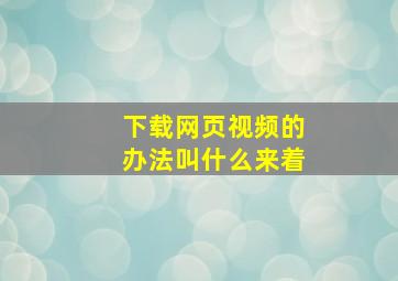 下载网页视频的办法叫什么来着