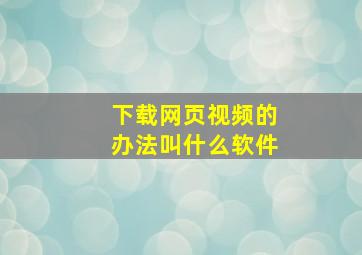 下载网页视频的办法叫什么软件