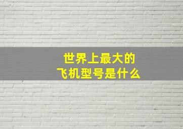 世界上最大的飞机型号是什么