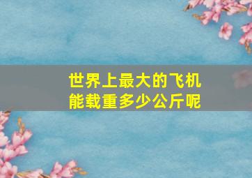 世界上最大的飞机能载重多少公斤呢