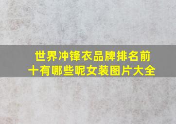 世界冲锋衣品牌排名前十有哪些呢女装图片大全