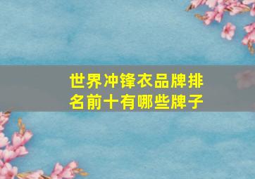 世界冲锋衣品牌排名前十有哪些牌子