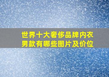 世界十大奢侈品牌内衣男款有哪些图片及价位