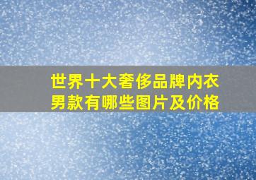 世界十大奢侈品牌内衣男款有哪些图片及价格