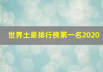 世界土豪排行榜第一名2020