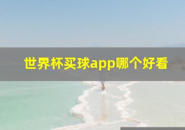 世界杯买球app哪个好看