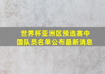 世界杯亚洲区预选赛中国队员名单公布最新消息