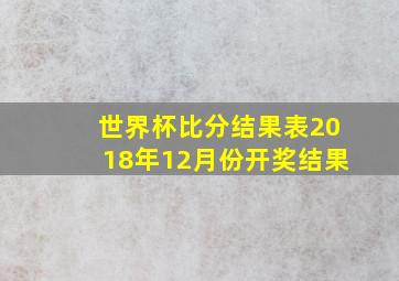 世界杯比分结果表2018年12月份开奖结果